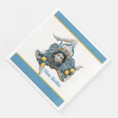 Serviette En Papier Trinacria de Sicile Sicilia Bleu et Jaune (Coin)