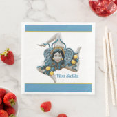 Serviette En Papier Trinacria de Sicile Sicilia Bleu et Jaune (En situation)