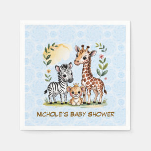 Serviette En Papier Trio d'animaux de safari mignons pour Baby Shower 