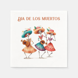 Serviette En Papier Trio de Calavera Dançant pour le Jour des Morts