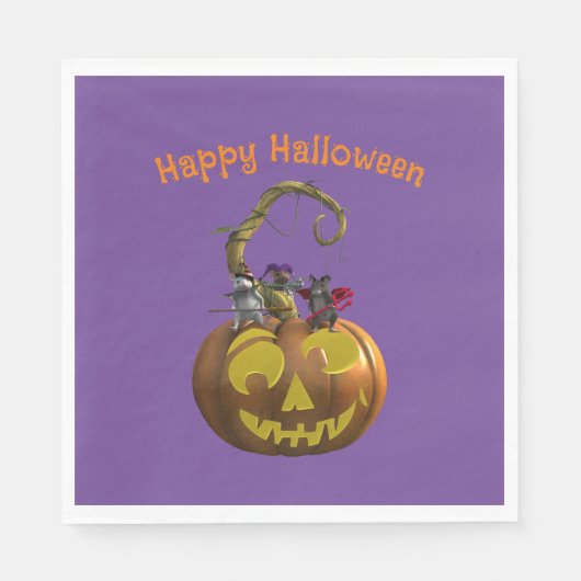 Serviette En Papier Trio de la souris d'Halloween (Devant)