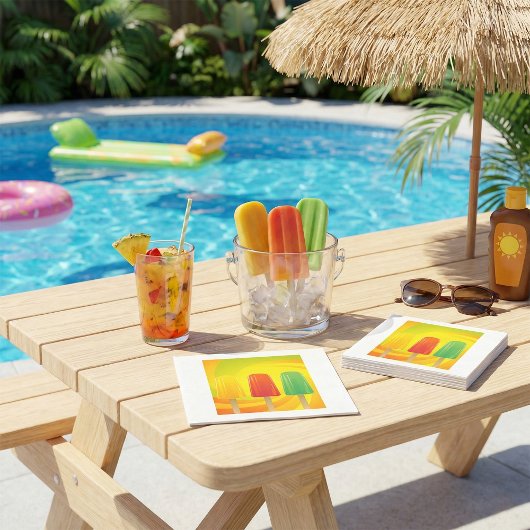 Serviette En Papier Trio de sucettes glacées d'été Popsicles lumineuse