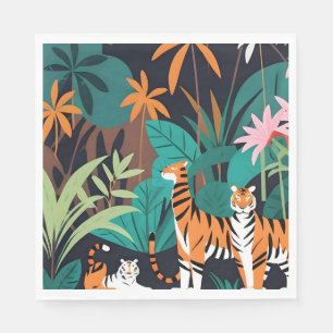 Serviette En Papier Trio de tigres tropicaux