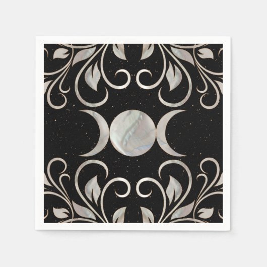 Serviette En Papier Triple Lune - Déesse Triple - Mère de Perle (Devant)
