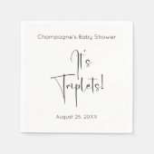 Serviette En Papier Triplets Baby shower de script moderne (Devant)