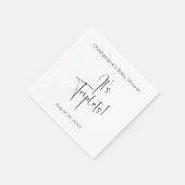 Serviette En Papier Triplets Baby shower de script moderne (Coin)