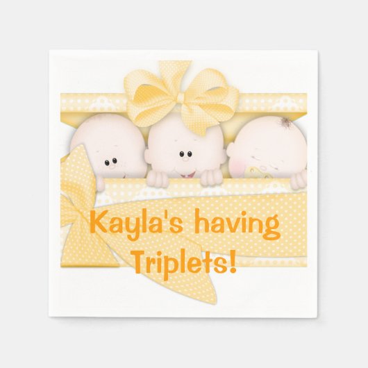 Serviette En Papier Triplets Baby shower papier serviettes (Devant)