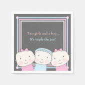 Serviette En Papier Triplets Garçon rose Bleu Bébé Joy Napkin (Devant)