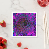 Serviette En Papier Trippy Black et Magenta Retro Liquid Swirl (En situation)