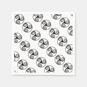 Serviette En Papier Triskelion ou Triskele noir et blanc
