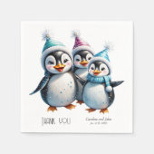 Serviette En Papier Trois adorables pingouins (Devant)