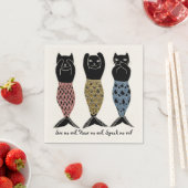 Serviette En Papier Trois chats de sirène (En situation)