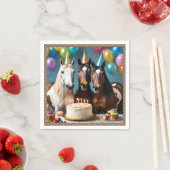 Serviette En Papier Trois Chevaux Piebald fête d'anniversaire, (En situation)