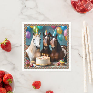 Serviette En Papier Trois Chevaux Piebald fête d'anniversaire,