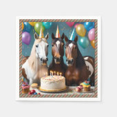Serviette En Papier Trois Chevaux Piebald fête d'anniversaire, (Devant)