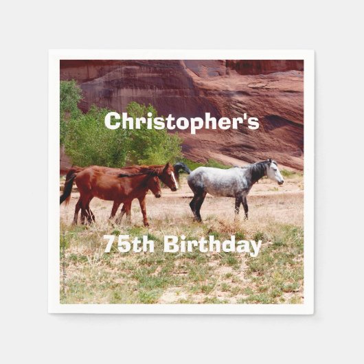 Serviette En Papier Trois Chevaux Southwest Anniversaire papier (Devant)