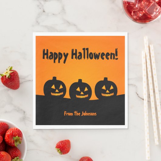 Serviette En Papier Trois Citrouilles Halloween Party Napkins Personna (En situation)