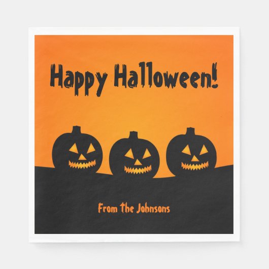 Serviette En Papier Trois Citrouilles Halloween Party Napkins Personna (Devant)