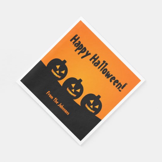 Serviette En Papier Trois Citrouilles Halloween Party Napkins Personna (Coin)