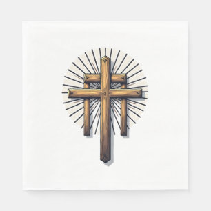Serviette En Papier Trois Croix Gravure Vintage Tee de Foi (1)