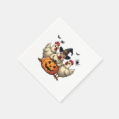Serviette En Papier Trois Éffrayant Halloween Poulet Farmer Chaud d'au (Coin)