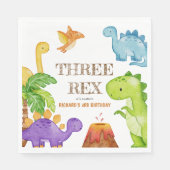 Serviette En Papier Trois enfants Rex Dinosaur 3e fête d'anniversaire (Devant)