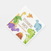 Serviette En Papier Trois enfants Rex Dinosaur 3e fête d'anniversaire (Coin)