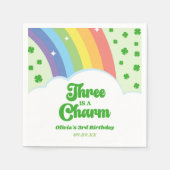 Serviette En Papier Trois Est Un Charme Arc-en-Ciel Fête d'anniversair (Devant)