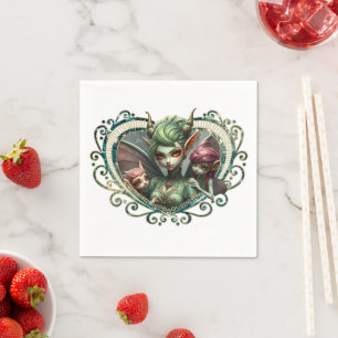 Serviette En Papier Trois fées, les compagnons du coeur magique.