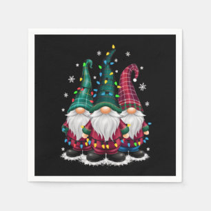 Serviette En Papier Trois Gnomes Lumières de Noël Xmas Fêtes