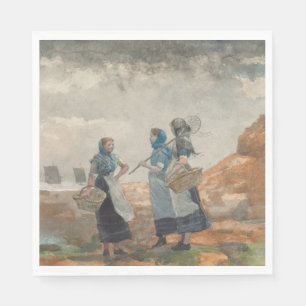 Serviette En Papier Trois jeunes Anglaises pêcheuses (à Tynemouth)