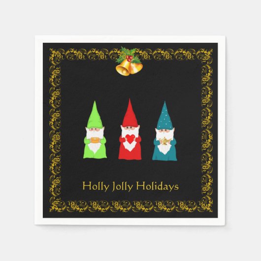 Serviette En Papier Trois nanas de Noël en noir (Devant)