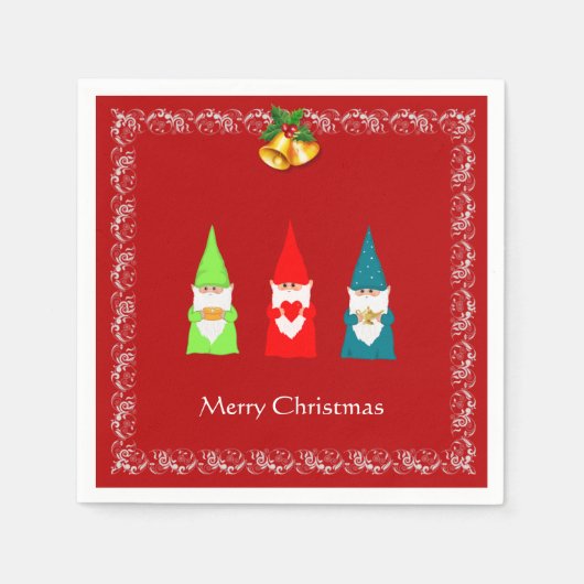 Serviette En Papier Trois nanas de Noël en rouge (Devant)