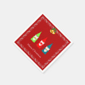 Serviette En Papier Trois nanas de Noël en rouge (Coin)
