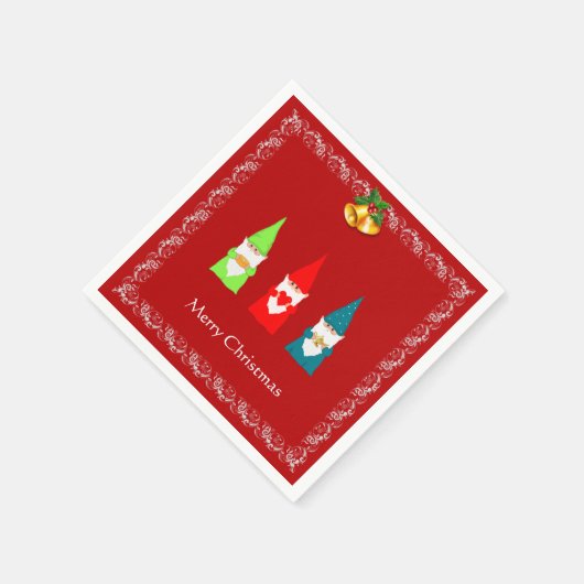 Serviette En Papier Trois nanas de Noël en rouge (Coin)