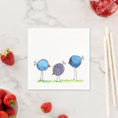 Serviette En Papier Trois oiseaux d'aquarelle à lunettes (En situation)