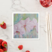 SERVIETTE EN PAPIER TROIS ORCHIDES BLANCS PAPIER NAPKINS (En situation)
