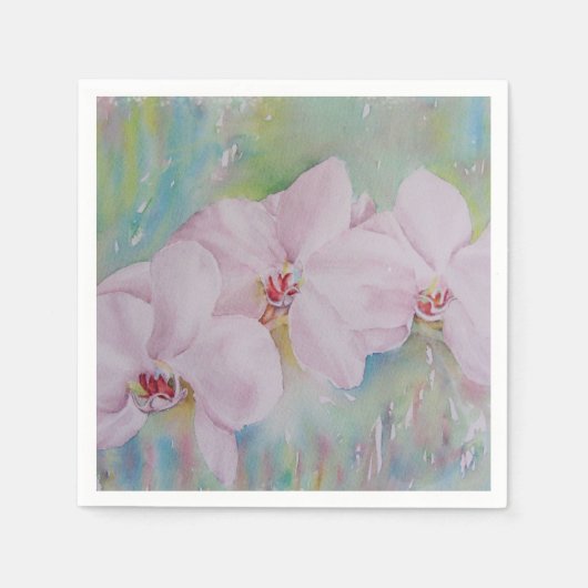 SERVIETTE EN PAPIER TROIS ORCHIDES BLANCS PAPIER NAPKINS (Devant)