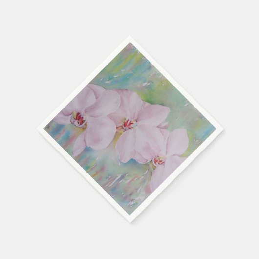 SERVIETTE EN PAPIER TROIS ORCHIDES BLANCS PAPIER NAPKINS (Coin)