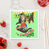 Serviette En Papier trois petits chatons imprimés (En situation)