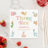 Serviette En Papier Trois Rex Dinosaur 3ème fête d'anniversaire (En situation)