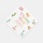 Serviette En Papier Trois Rex Dinosaur 3ème fête d'anniversaire (Coin)