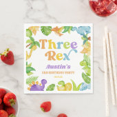 Serviette En Papier Trois Rex Dinosaur 3ème fête d'anniversaire (En situation)