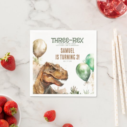 Serviette En Papier Trois Rex - Fête d'anniversaire du Tyronasaurus Di (En situation)