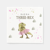 Serviette En Papier Trois Rex & Pink Tutu Dinosaur fête d'anniversaire (Devant)