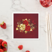 Serviette En Papier Trois roses en bijoux (En situation)