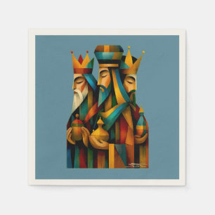 Serviette En Papier Trois Sages Hommes Art de Nativité Abstrait 