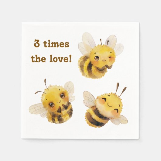 Serviette En Papier Trois serviettes d'abeilles (Devant)