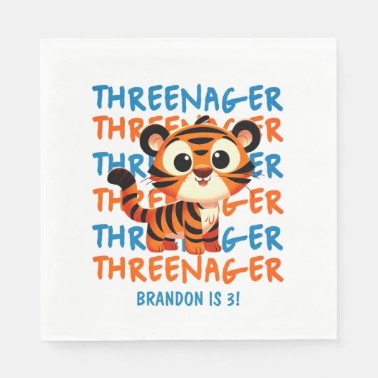 Serviette En Papier Trois Tiger Boy 3e fête d'anniversaire (Devant)
