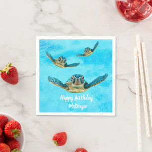Serviette En Papier Trois tortues marines nageant